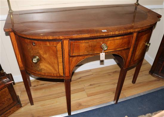 A Regency inlaid mahogany bowfront sideboard, W.4ft 6in. D.2ft 1in. H.4ft 3in.